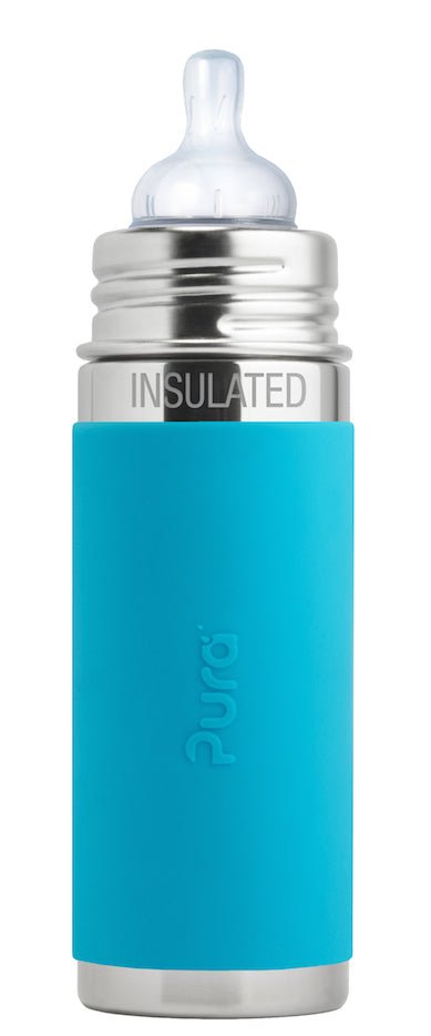 Biberon évolutif isotherme INOX Pura 260ml tétine 3m+ (diverse cou