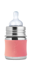 Biberon pour bébé évolutif INOX tétine débit faible 0m+ - 150ml (différentes couleurs) - à partir de la naissance - Rose poudré (nouveau) - Biberon - Pura - Nature For Kids - 15