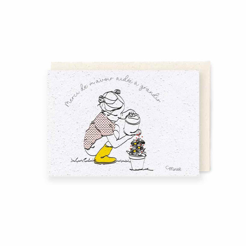 Carte à planter, Merci de m'avoir aidée à grandir - A6 - dès la naissance - Fille - Carte - Papier Fleur - Nature For Kids - 1
