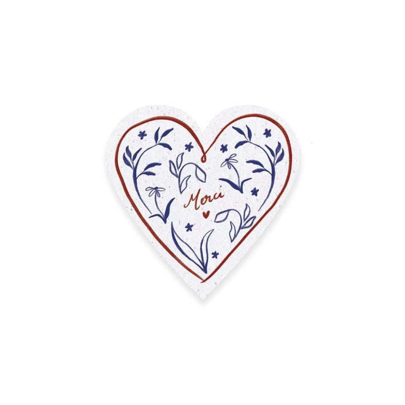Cœur à planter, merci pour cette année - A6 - dès la naissance - Bleu & Rouge - Carte - Papier Fleur - Nature For Kids - 1