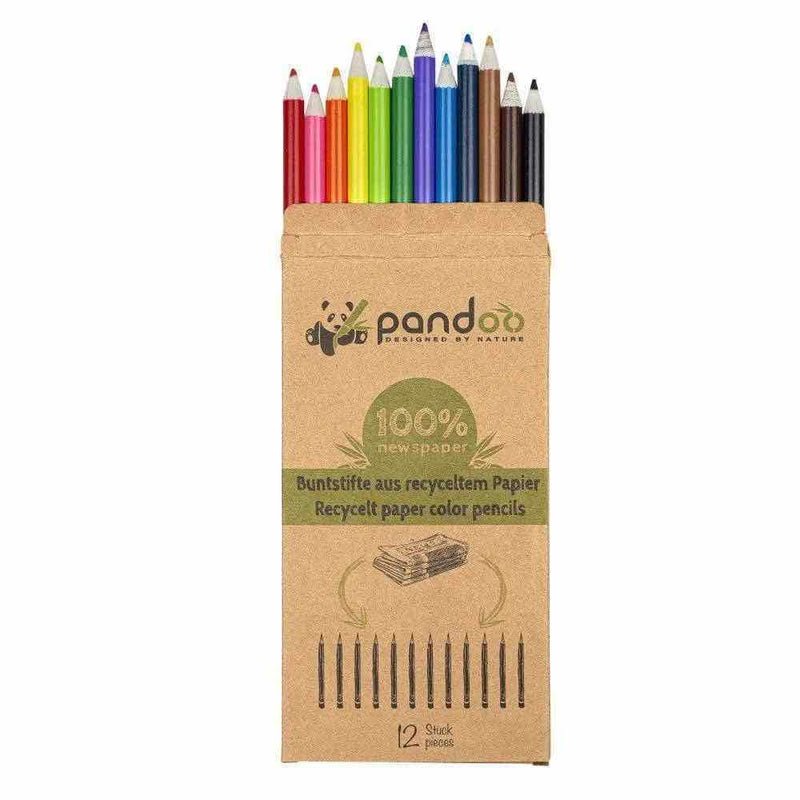 Crayons de couleurs à base de papier journal recyclé – 12p - dès 3 ans - crayon - Pandoo - Nature For Kids - 1