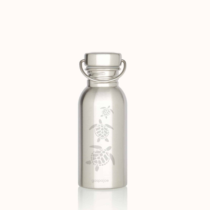 Gourdes inox simple paroi Gaspajoe - modèle SPORTY 500ml - Colibri, Floral ou Bambou - dès 8 ans - Gravure tortues - Gourde - GASPAJOE - Nature For Kids - 9