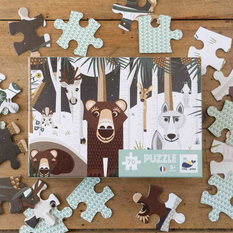 Puzzle enfant WINTER WILDLIFE – 70 pièces – dès 5 ans - puzzle - Coq en Pâte - Nature For Kids - 1