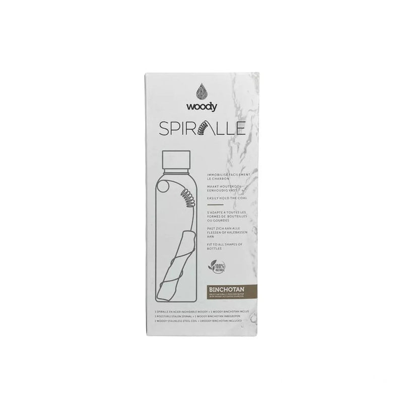Spirale en inox avec 1 charbon actif Binchotan – dès 5 ans - filtre à eau naturel - Woody - Nature For Kids - 1