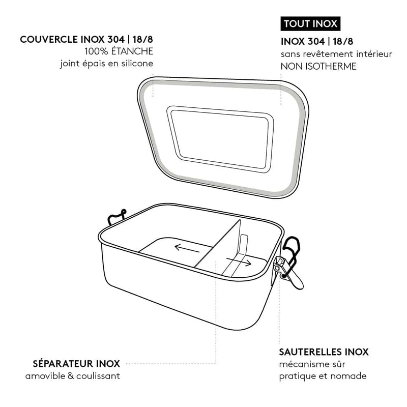 Yummy – Boîte repas modulable 100% étanche en inox – 1200 ml – dès 7 ans - Gravure Baleine - Boîte à lunch - Gaspajoe - Nature For Kids - 2