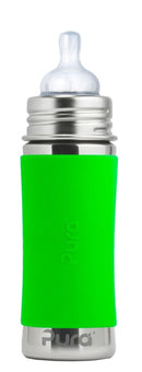 Biberon évolutif INOX Pura - tétine débit moyen 3m+ - 325ml (différentes couleurs) - à partir de 3 mois-Manchon vert-Biberon-Pura-Nature For Kids-6
