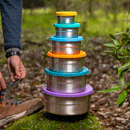 Blue Water – Seal Cup Five some set - ensemble de 5 Boîtes à lunch inox gigognes étanches (100-230-355-590-650 ml)--Bento-ECOlunchbox-Nature For Kids-3