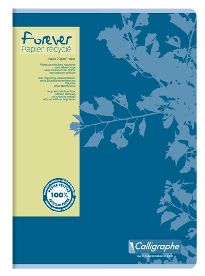 Cahier A4 en papier recyclé – Forever 96p quadrillé - dès 5 ans-Couverture bleue-Cahier-clairefontaine-Nature For Kids-1