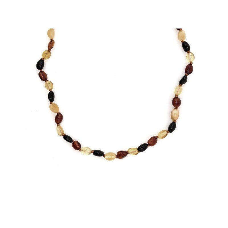 Collier Ambre olive 100% naturel - Multicolor – 33,5 cm - Fermoir Clip--Accessoires de puériculture-Opalook-Nature For Kids-1