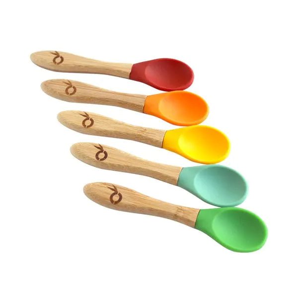 Ensemble de 5 cuillères pour enfants en bambou et silicone – de 1 à 3 ans--Cuillère d'apprentissage-Pandoo-Nature For Kids-6