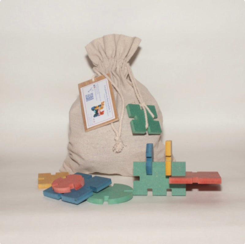 Euclide jouets en bois - 30 pièces mixtes - dès 3 ans-Sac en coton-Jouet en bois-Euclide-Nature For Kids-5