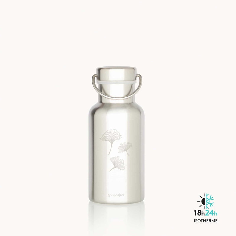 Gourde bouteille inox isotherme - modèle GROOVY 350 ml – aux motifs délicats inspirés par dame Nature – dès 3 ans-Ginko-Gourde-GASPAJOE-Nature For Kids-4
