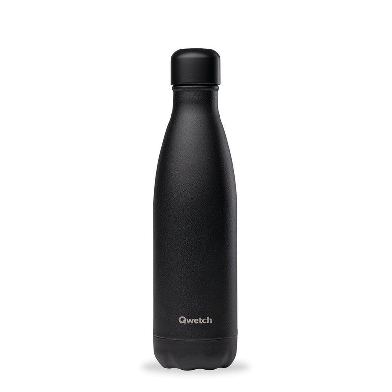 Gourde bouteille isotherme en inox - All Black Noir - 500 ml--Gourde-Qwetch-Nature For Kids-1