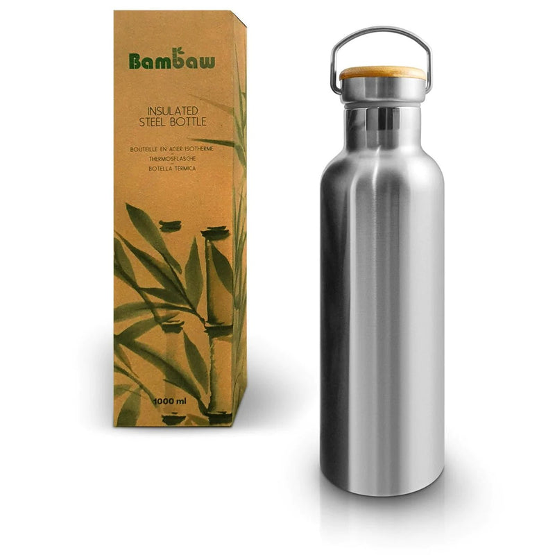 Gourde bouteille isotherme inox & bambou - 1 L – à partir de 3 ans--Gourde-Bambaw-Nature For Kids-2