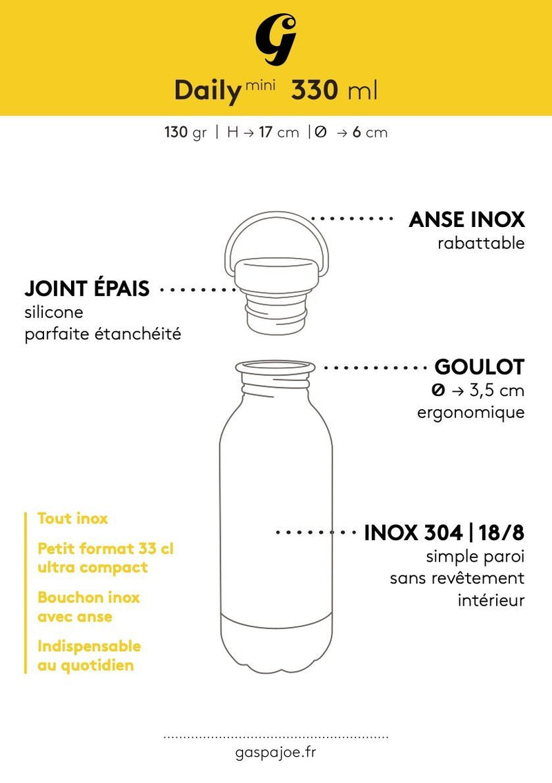 Gourde Daily mini tout inox - palmier - 330 ml - dès 24 mois--Gourde-Gaspajoe-Nature For Kids-3