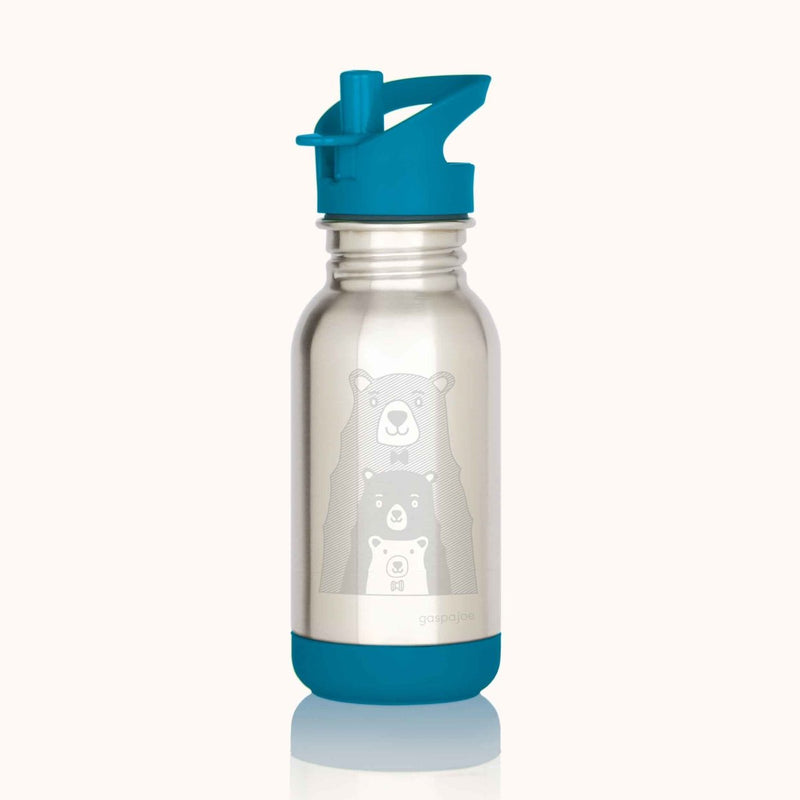Gourde inox simple paroi - Loopy 400 ml – pour garder votre kid hydraté toute la journée – dès 5 ans-Ours bleus-Gourde-GASPAJOE-Nature For Kids-14