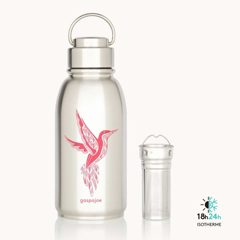 Gourde isotherme friendly+ et son infuseur tout inox - Plume verte - 700 ml-Colibri Rose-Gourde-Gaspajoe-Nature For Kids-10