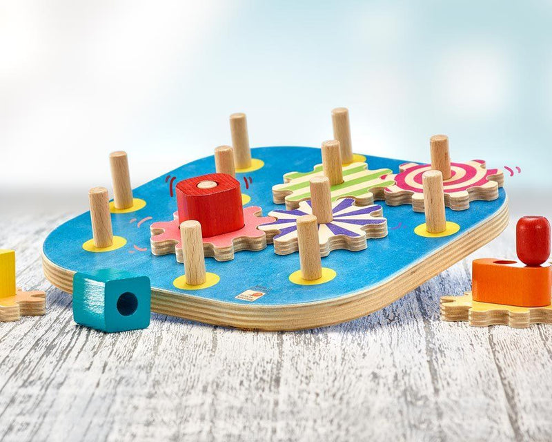 Jeu à formes multicolore avec engrenages en bois - à partir de 18 mois-Default Title-Jouet en bois-Selecta-Nature For Kids-1