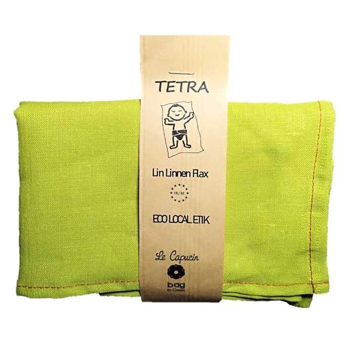 Lange Tetra en lin Taille 1 - 60 x 60 - Vert anis - dès la naissance--Lange-Bag to Green-Nature For Kids-3