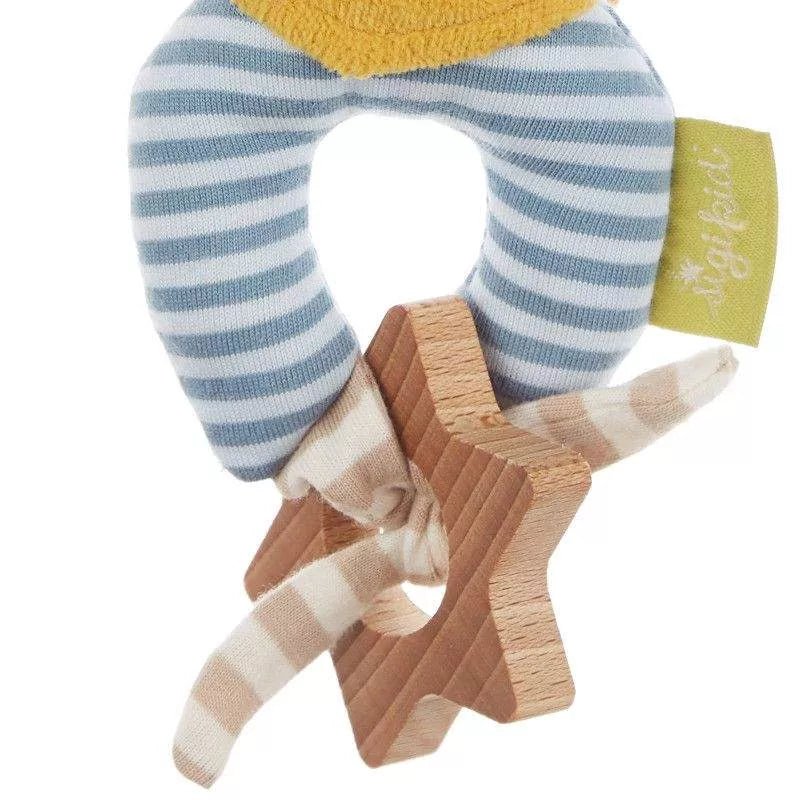 Lapin bleu, jouet à saisir avec étoile en bois - coton bio - dès 3 mois--Jouets de dentition-Sigikid Green-Nature For Kids-3