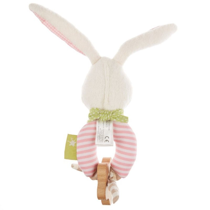 Lapin rose, jouet à saisir avec fleur en bois - coton bio - dès 3 mois--Jouets de dentition-Sigikid Green-Nature For Kids-4