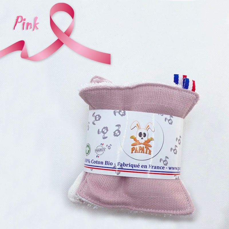 Lingettes Lavables en Coton Bio - 10 x 10 cm-Lingettes Lavables en coton bio - rose et blanc-Lingette-Papate-Nature For Kids-6