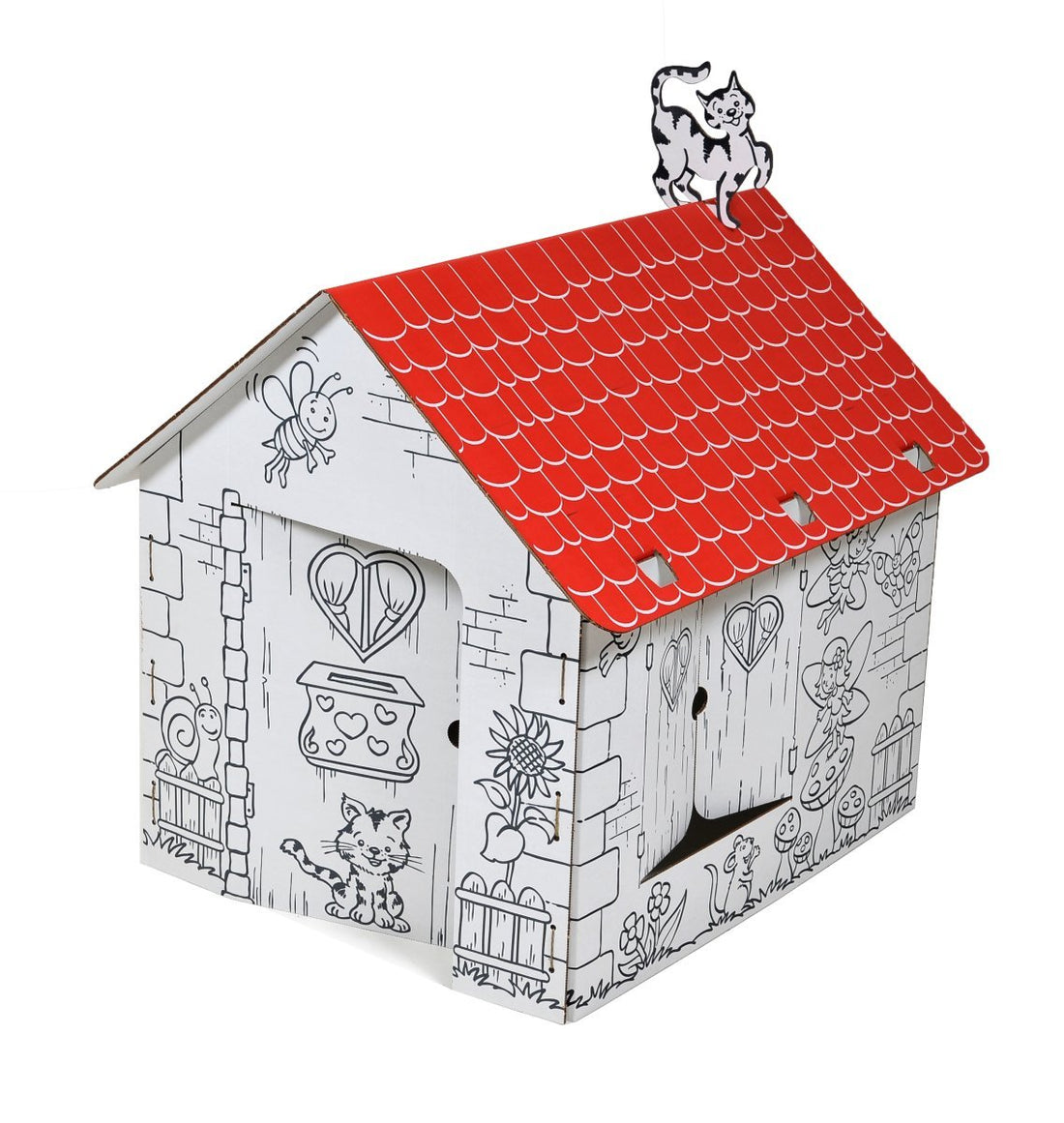 Maison En Carton à Colorier STONNY | 35x35x45cm | Pour Enfants | Jeu Créatif Intérieur/Extérieur