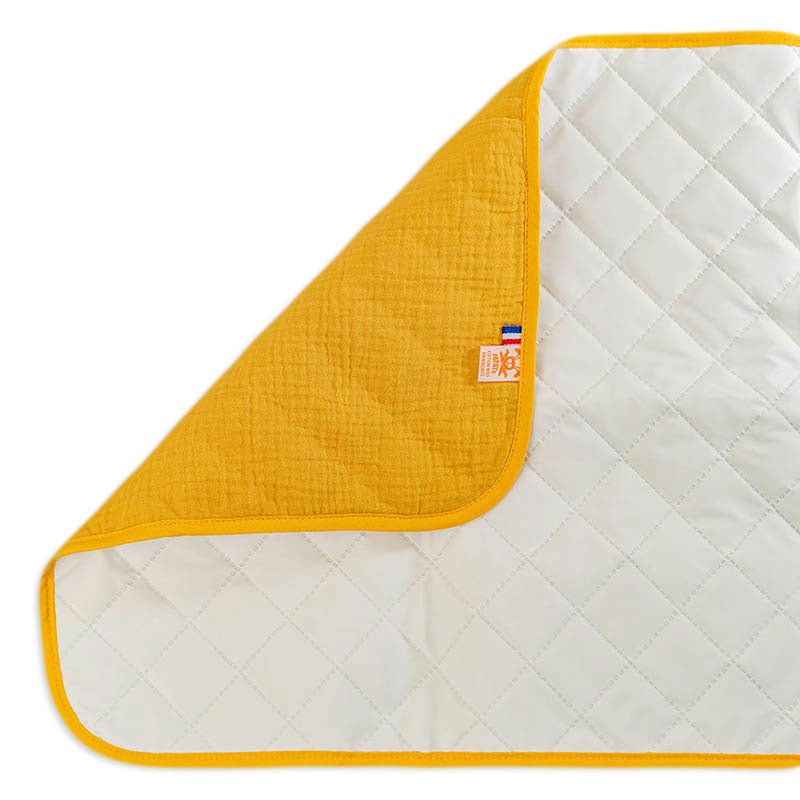 Tapis à langer nomade Lubiana en Coton Bio – 65 x 42 cm – dès la naissance-Miel / blanc-Tapis de change-Papate-Nature For Kids-8