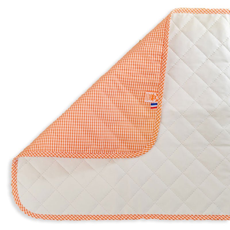 Tapis à langer nomade Lubiana en Coton Bio – 65 x 42 cm – dès la naissance-Vichy orange / blanc-Tapis de change-Papate-Nature For Kids-10