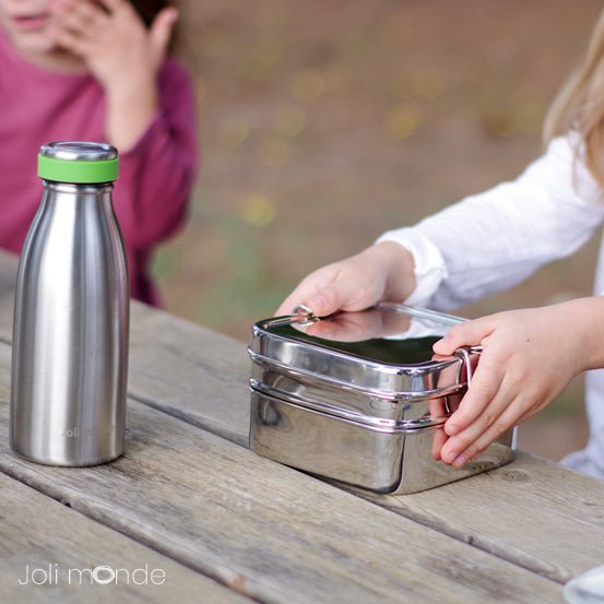 Tiffin boîte repas carrée non étanche sur 2 étages - 1300 ml – dès 6 ans--Boîte repas-Joli Monde-Nature For Kids-4