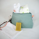 Trousse de toilette en Coton Bio - divers coloris-Vert-Rangements pour bébé-Papate-Nature For Kids-3